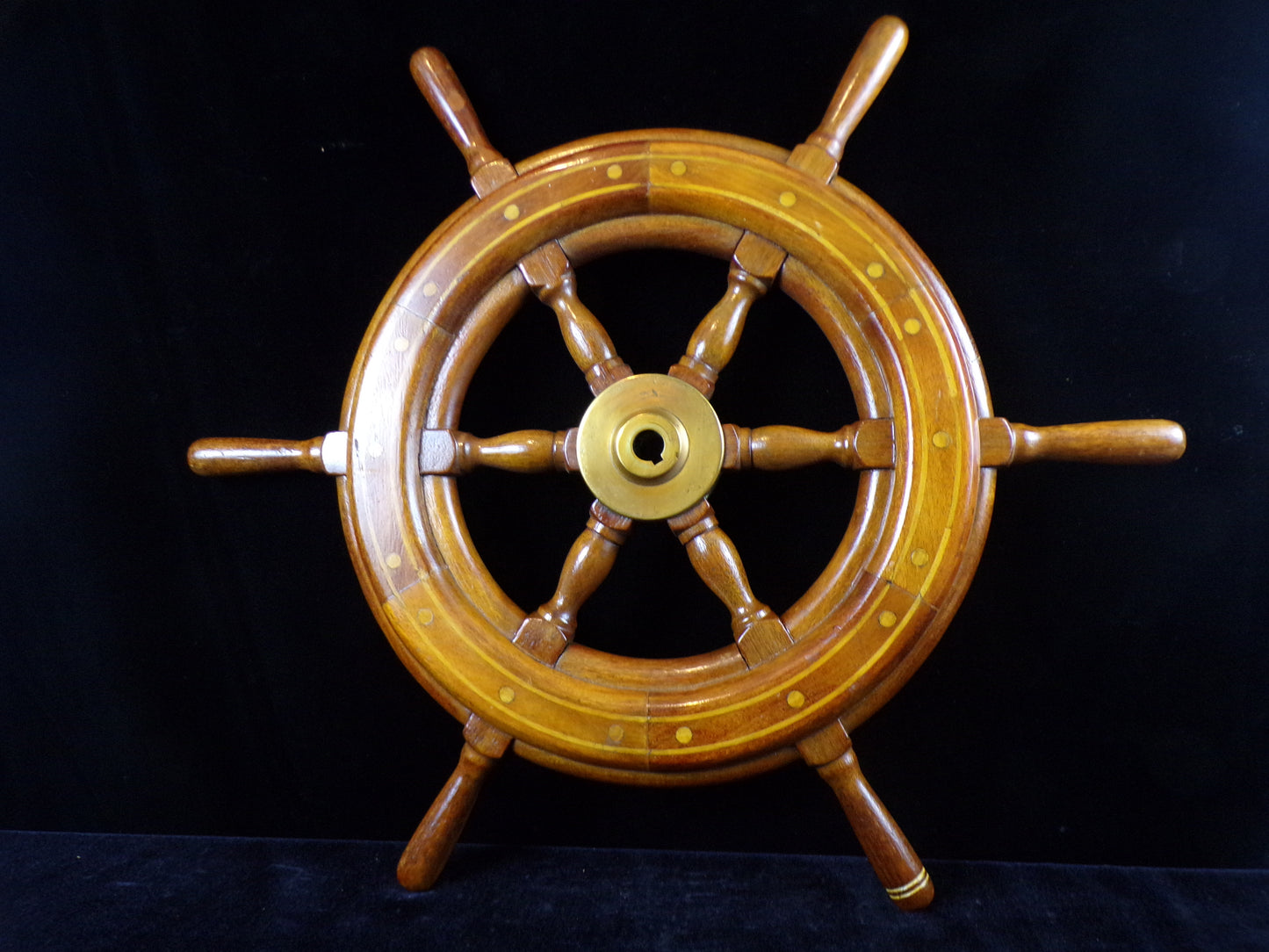 Ship Wheel, 24" Wooden, Solid Brass Hub, circa early 1900's