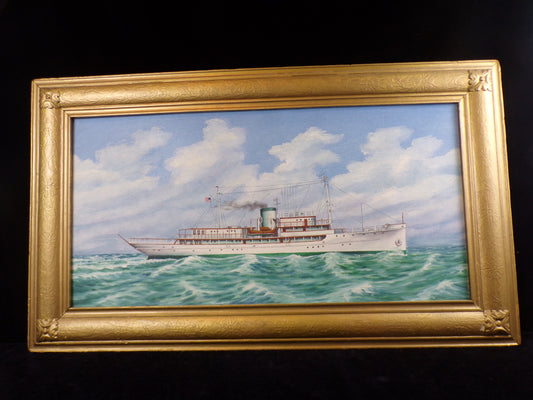 SS Delphine Original Oil on Board, Framed