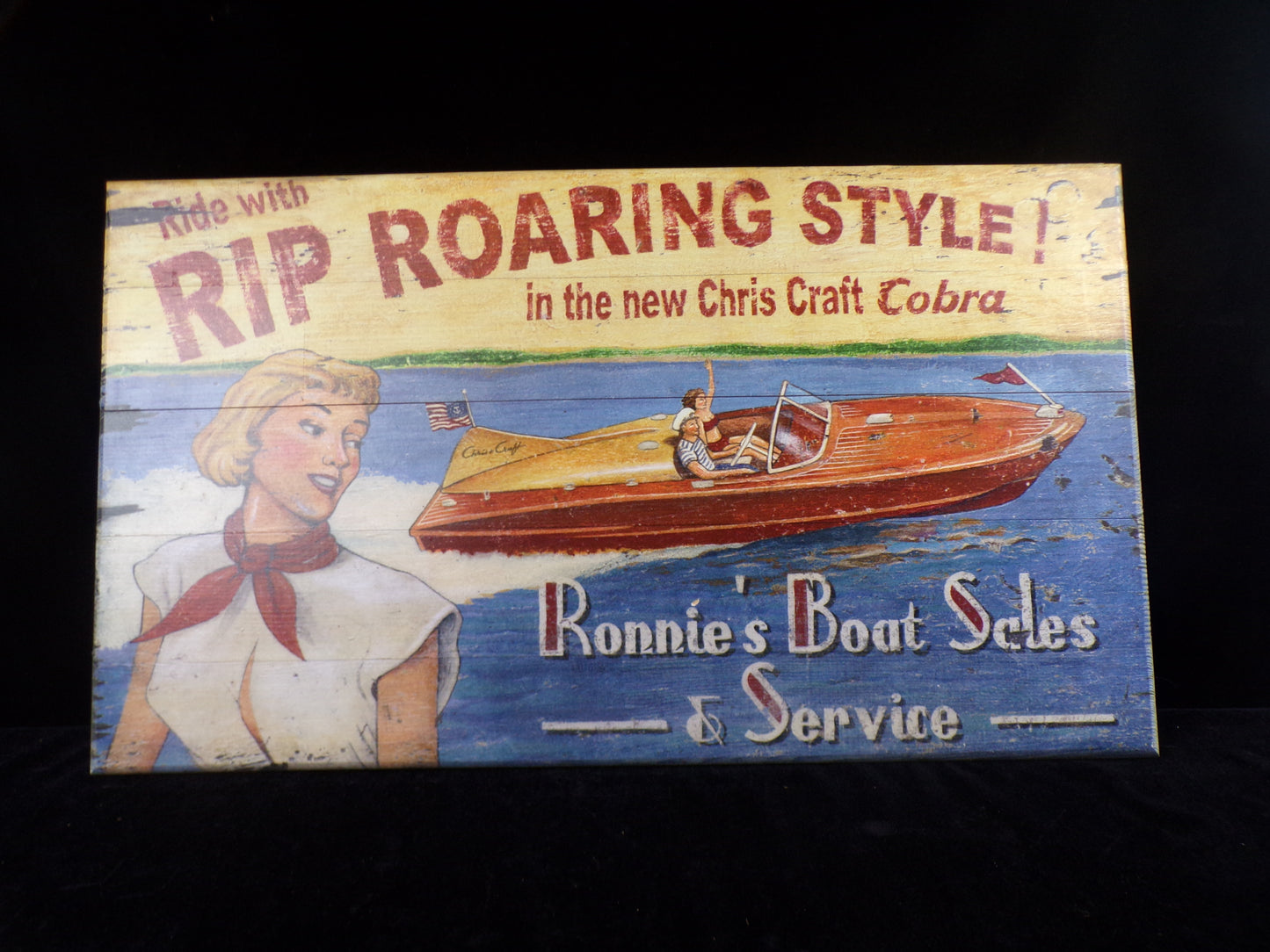 HomeRoots Charlie Vintage Style Boat Advertisement Wood Wall Art