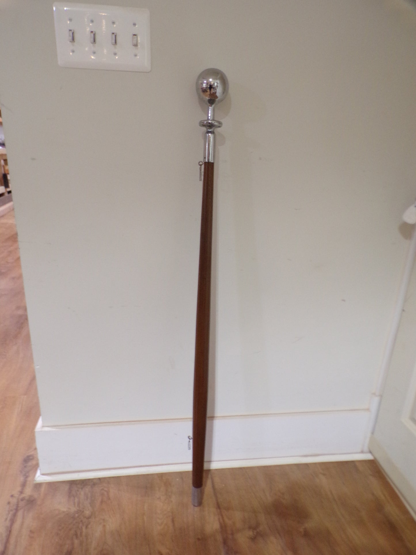 Heavy, Vintage Wood and Chrome Flag Staff - FANCY!