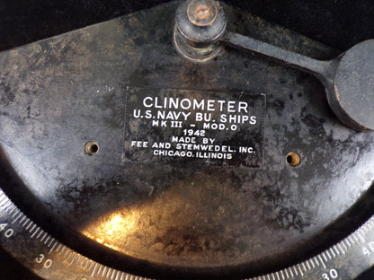 Fee & Stemwedel U.S. NAVY BU SHIPS MKIII Model O Clinometer, 1942