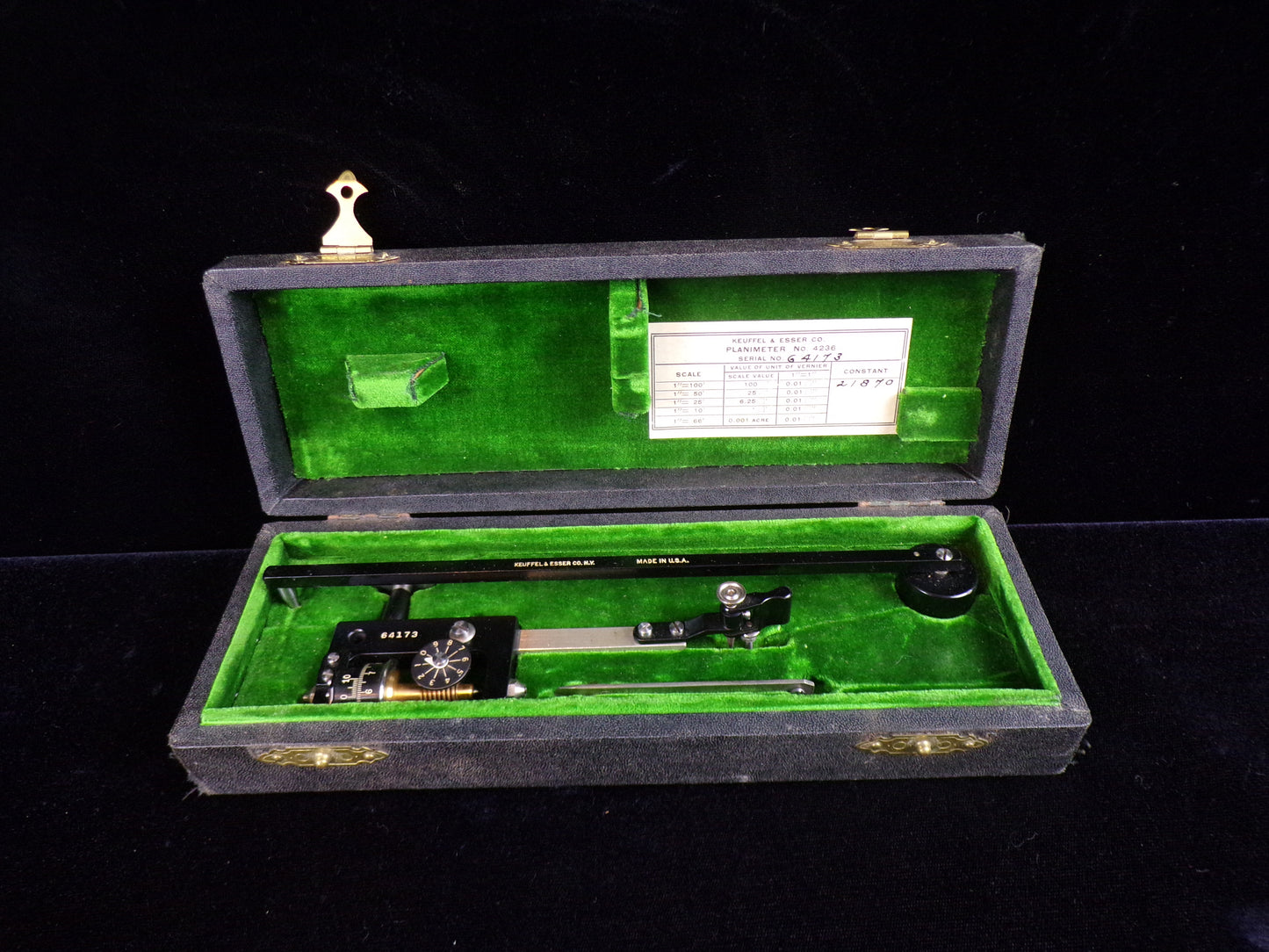 Vintage K&E Keuffel & Esser 4236 Compensating Polar Planimeter, Complete, with Case