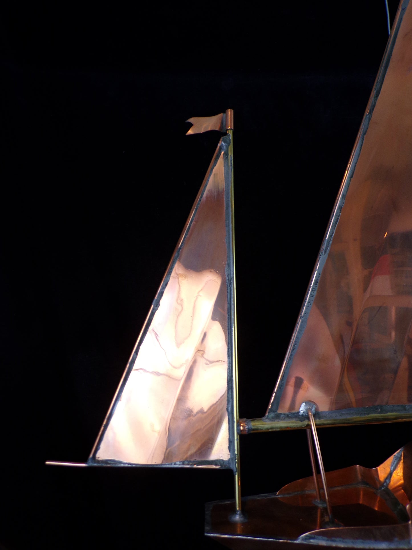 Refurbished Copper Full Size Sailboat Weathervane Artwork