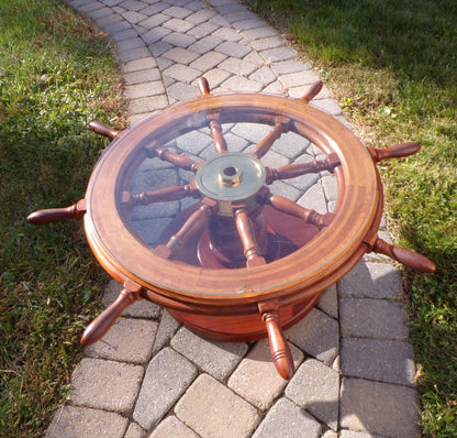 Nautical Ship Wheel Side Table