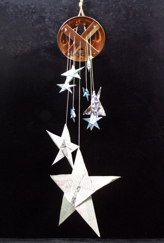 Origami Nautical Chart Stars Hanging Mobile