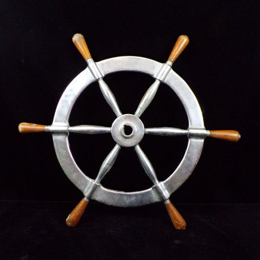Steel Ships Wheel with Wooden Knobs