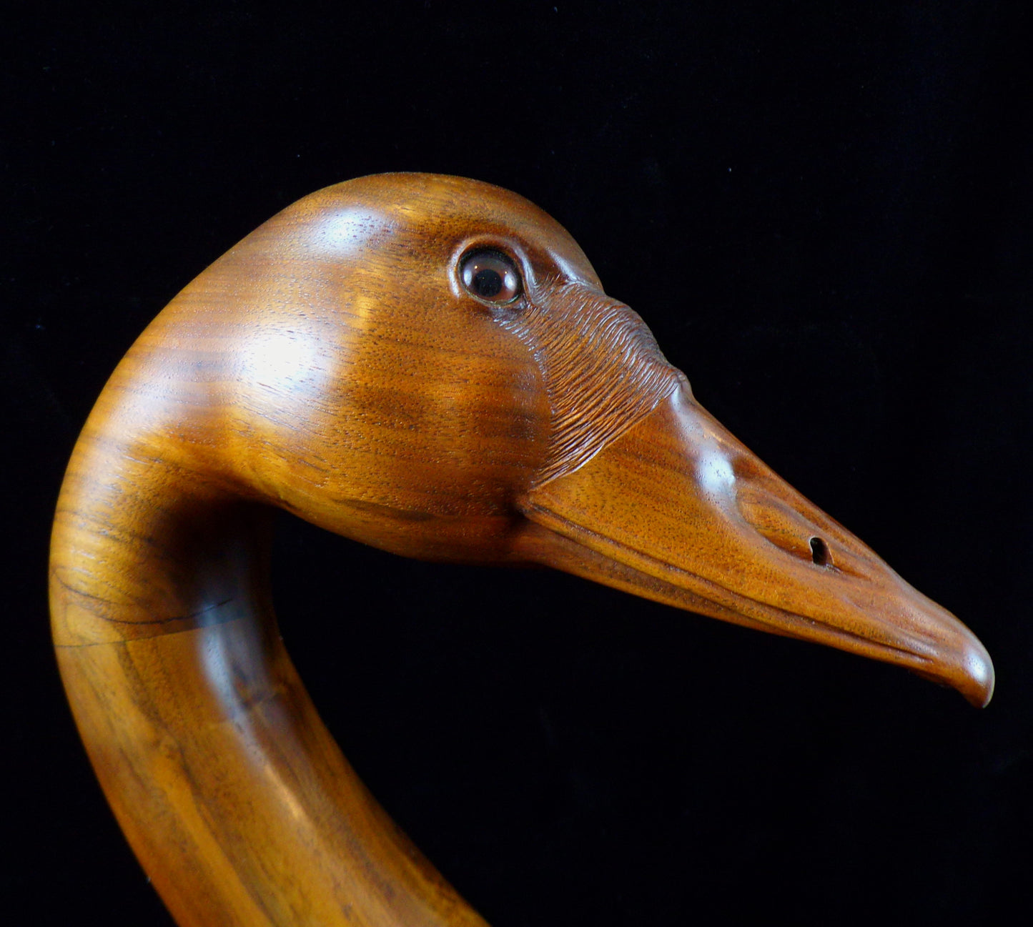 Hand-Carved Wood Swan Sculpture, Dave Davis