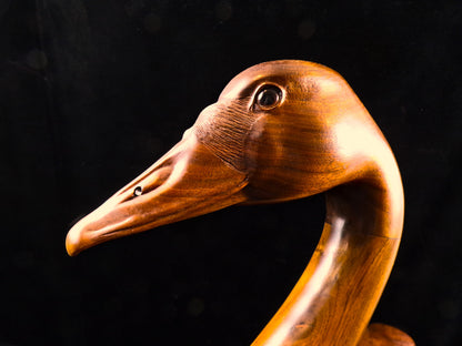 Hand-Carved Wood Swan Sculpture, Dave Davis