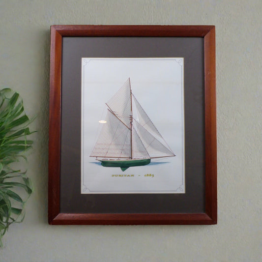 # Howard Rogers Framed Ship Art - Puritan 1885