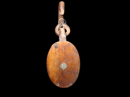 Double Sheave Wooden Block with Open Hanging Hook