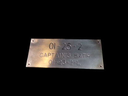 US Navy Compartment ID Plate Captain's Bath - Annapolis Maritime Antiques