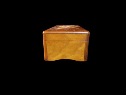 Wood Trinket Box/Music Box, Inlaid Soviet Airplane Motif