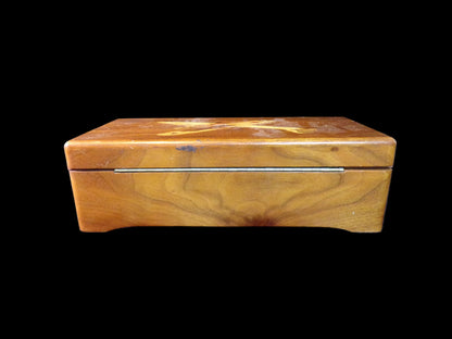 Wood Trinket Box/Music Box, Inlaid Soviet Airplane Motif