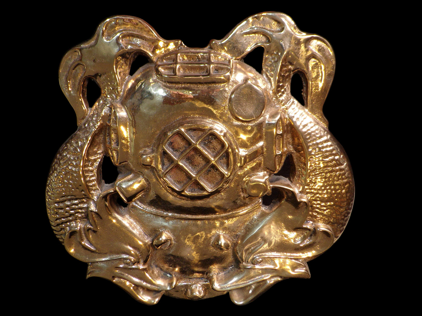 Plaque - Brass Diver's Helm and Dolphins