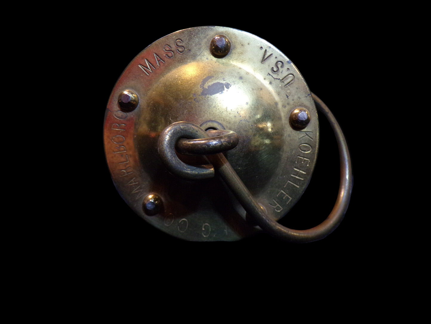 Koehler Brass Miner’s Safety Lamp – Marlboro, Mass. USA - Annapolis Maritime Antiques
