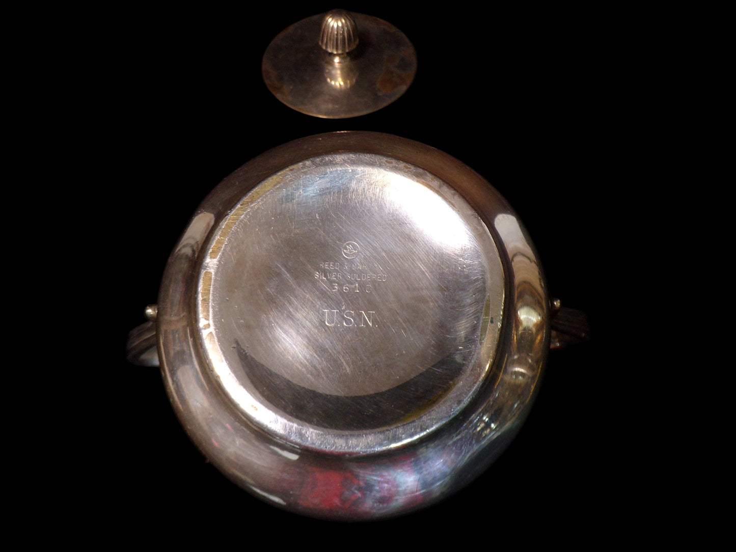 U.S. Navy Reed & Barton Silverplate Serving Bowl with Lid – Marked U.S.N. #3610