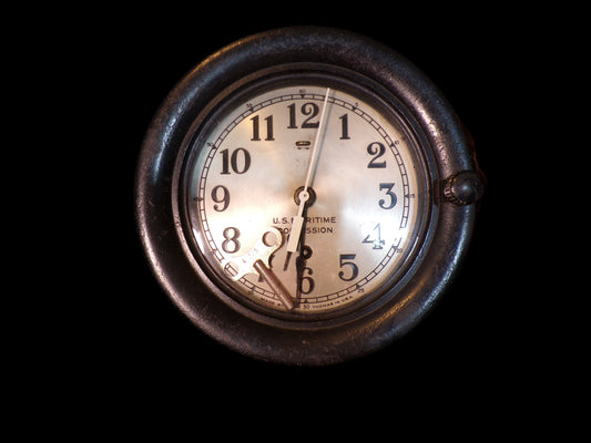 WWII U.S. Maritime Commission Ship’s Bulkhead Clock – Seth Thomas / Chelsea Style
