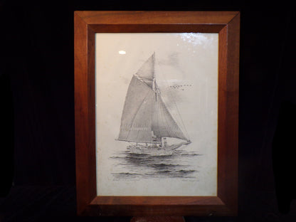 Limited Edition Nautical Print – “Sloop J.T. Leonard” by John Hall, 1976 – Framed