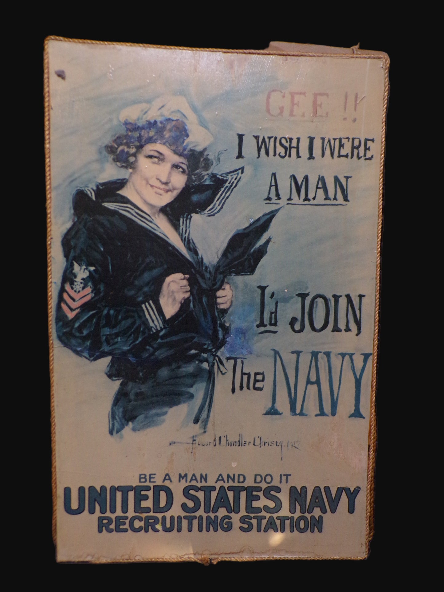 #U.S. Navy Recruiting Poster Reproduction – Mounted on Wood