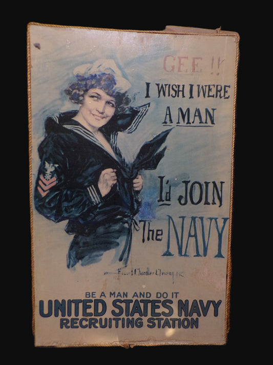 #U.S. Navy Recruiting Poster Reproduction – Mounted on Wood