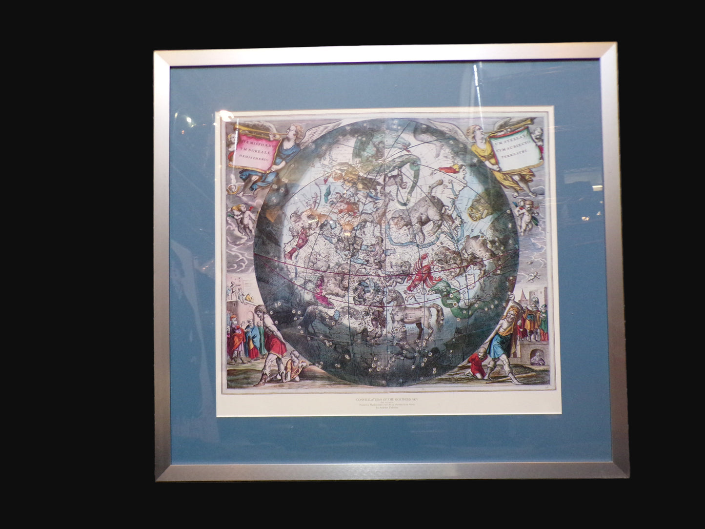 #Framed Andreas Cellarius Celestial Map Print – Constellations of the Northern Sky – Harmonia Macrocosmica Reproduction