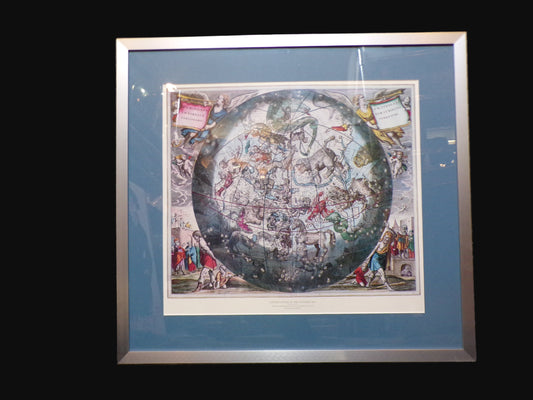 #Framed Andreas Cellarius Celestial Map Print – Constellations of the Northern Sky – Harmonia Macrocosmica Reproduction