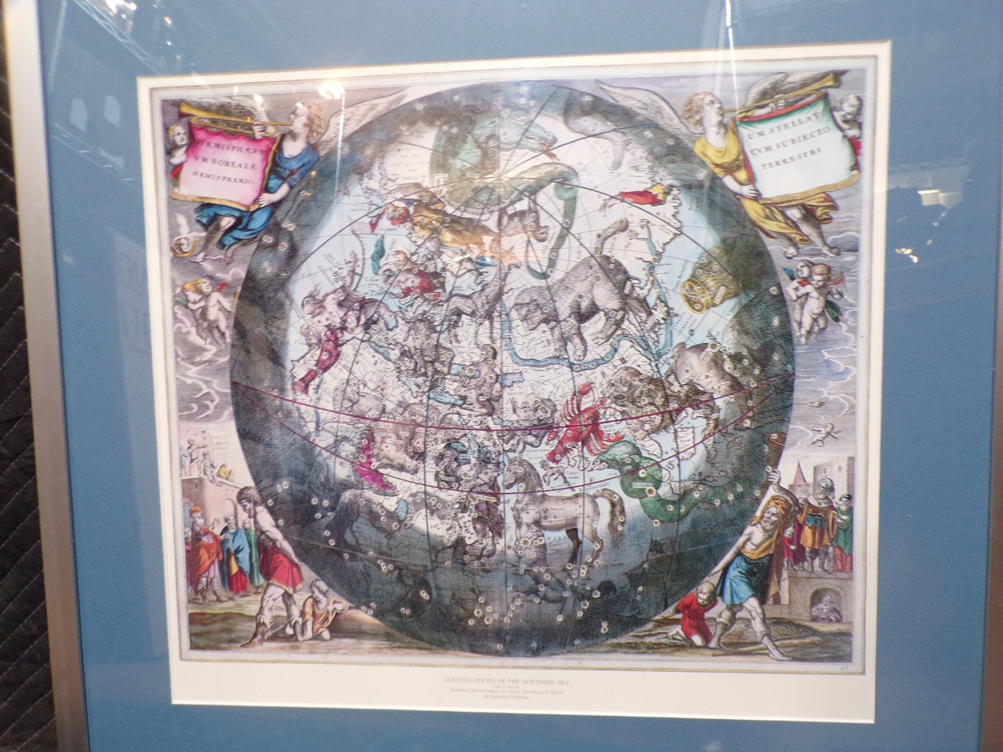 #Framed Andreas Cellarius Celestial Map Print – Constellations of the Northern Sky – Harmonia Macrocosmica Reproduction