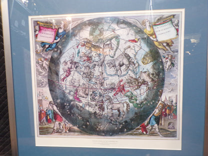 #Framed Andreas Cellarius Celestial Map Print – Constellations of the Northern Sky – Harmonia Macrocosmica Reproduction