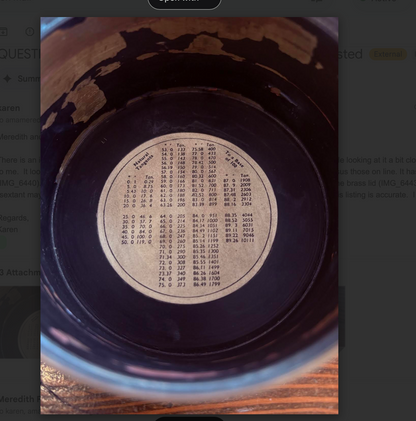 Heath & Co. Brass Sextant Component with Case Lid