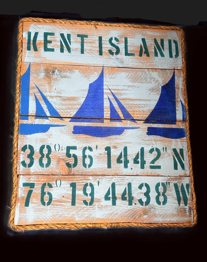 Custom Sign, Eastport/Annapolis or your Location, Lat & Long. - Annapolis Maritime Antiques