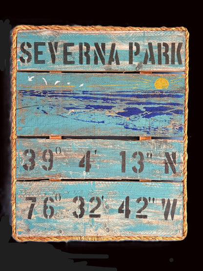Custom Sign, Eastport/Annapolis or your Location, Lat & Long. - Annapolis Maritime Antiques