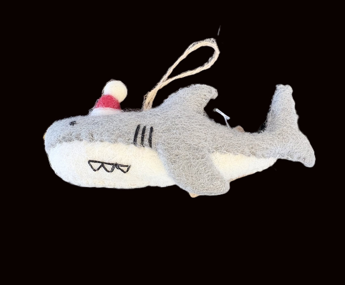 Felt Santa Shark Ornament
