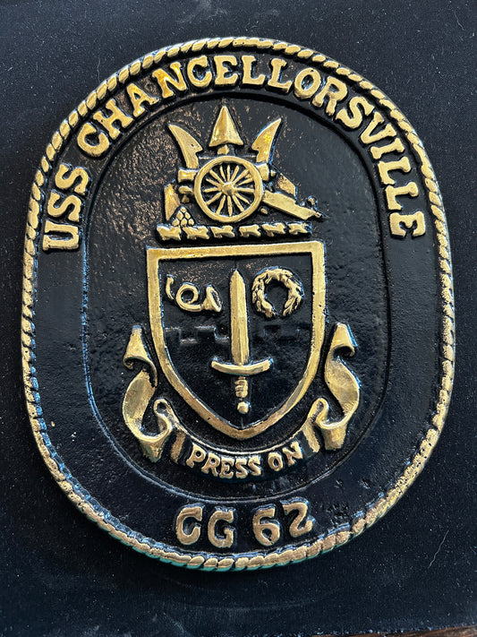 USS Chancellorsville Solid Brass Plaque