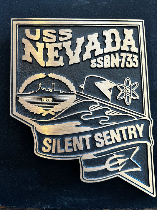 USS Nevada SSBN-733 Solid Brass Plaque