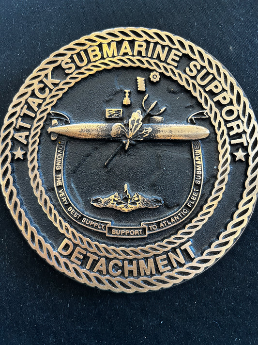 Attack Submarine Support Detachment Solid Brass Plaque
