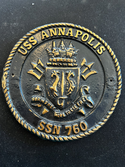 USS Annapolis SSN-760 Solid Brass Plaque