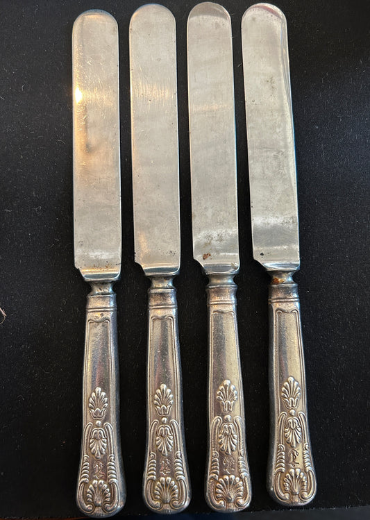 Set of (4) US Navy 8 1/4" Silver Solder Butter Knives, INSICO