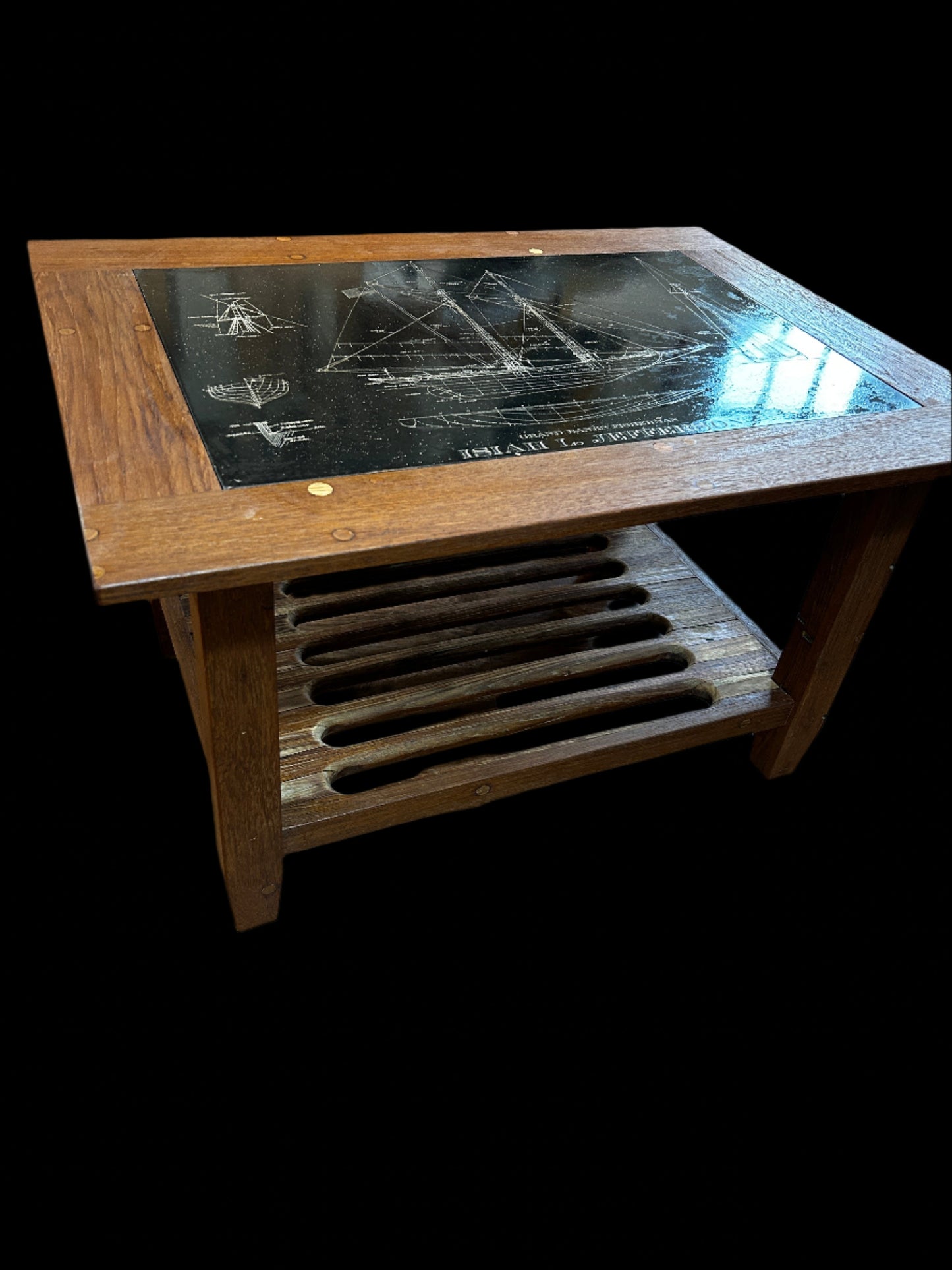 Etched Slate Tall Ship Coffee Table