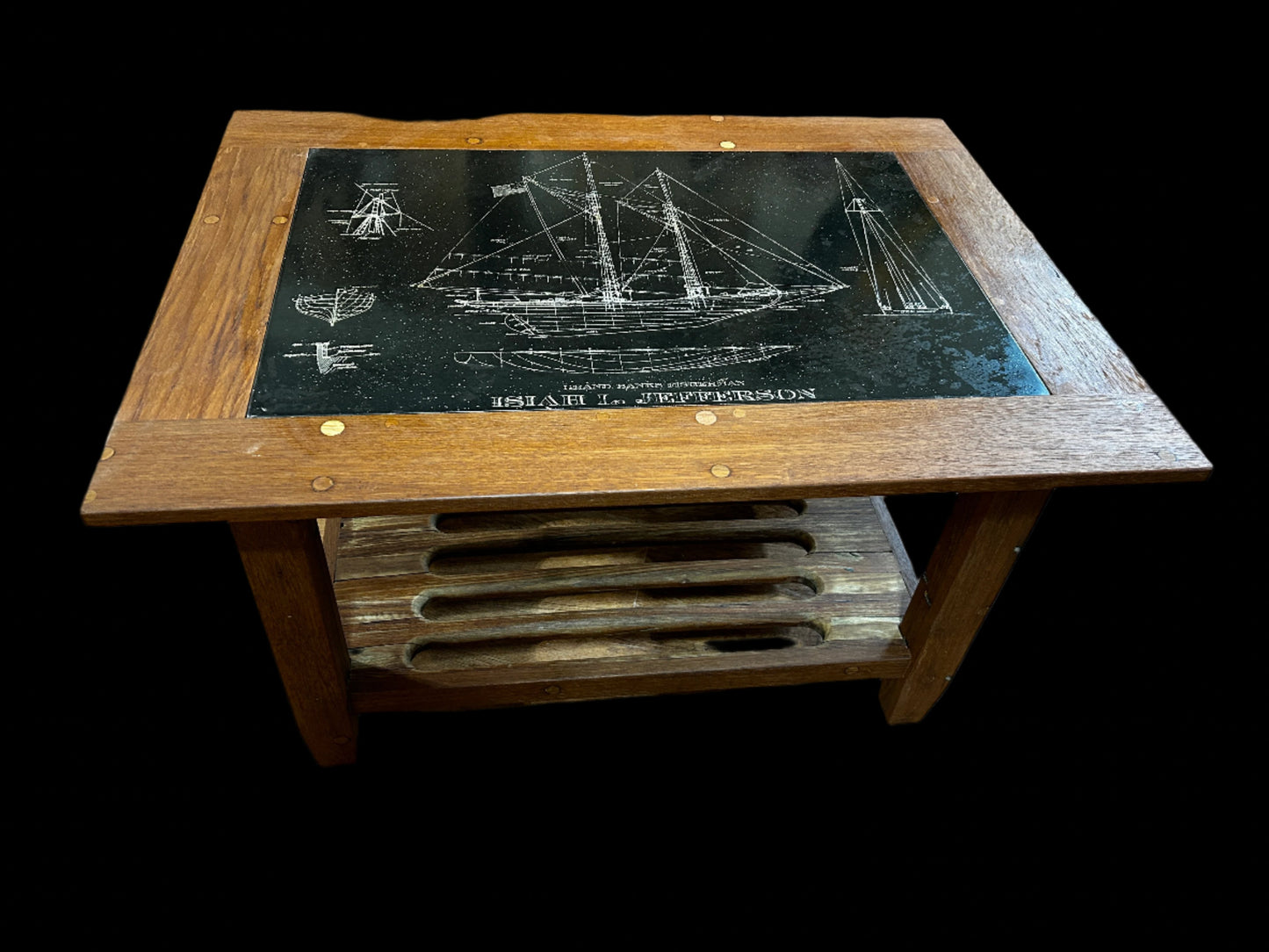 Etched Slate Tall Ship Coffee Table