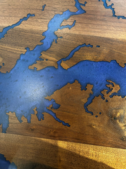 Chesapeake Bay Epoxy Inlay High Top Table