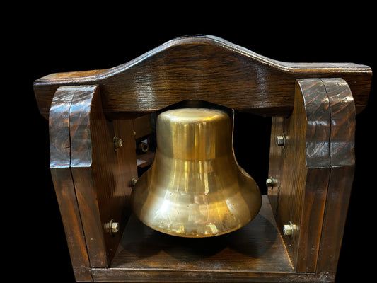 Large Brass Bell on Wood Stand