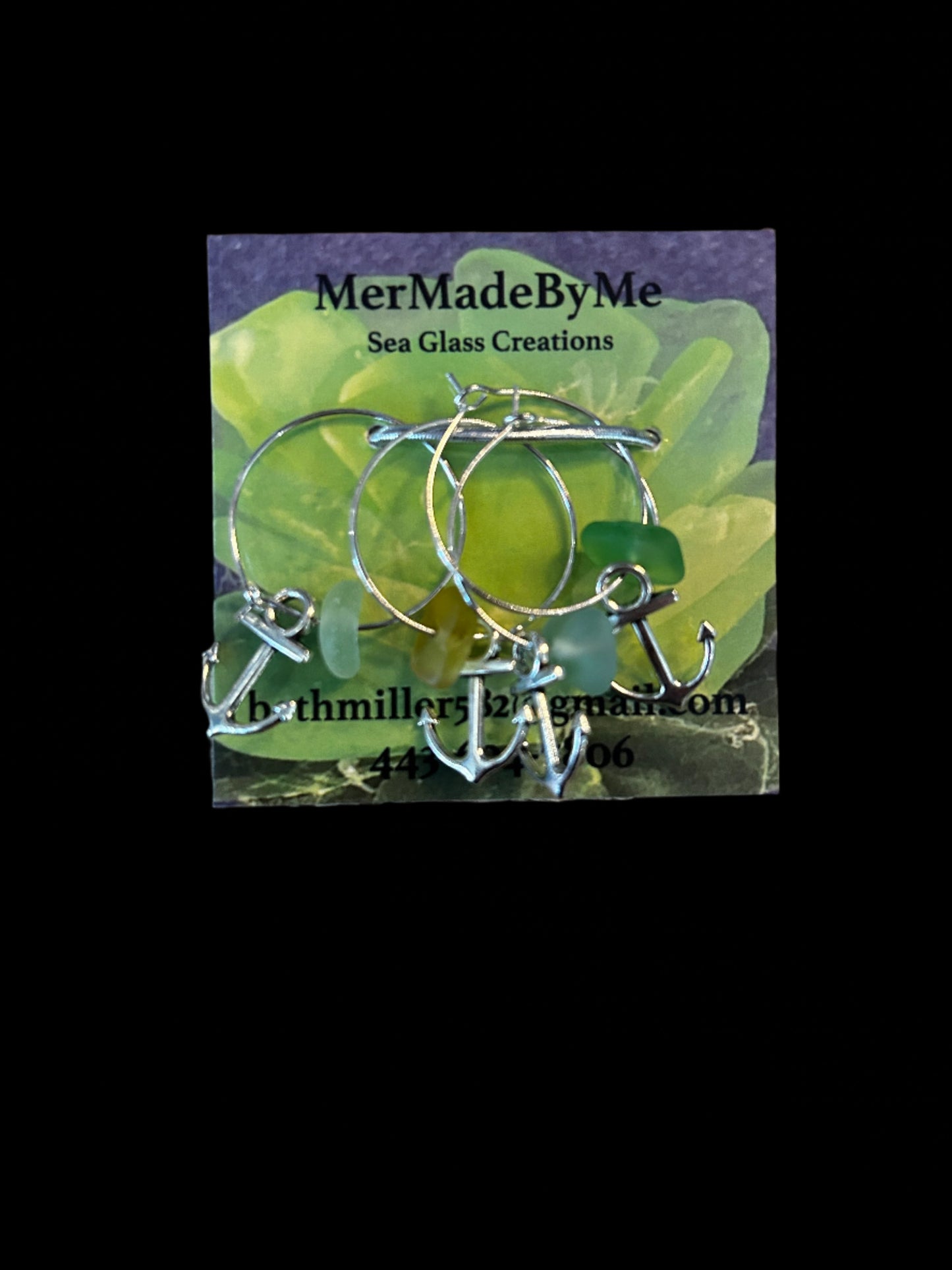 Sea Glass Wine Charms