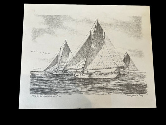 John Moll Print "Skipjacks Dredging Oysters"