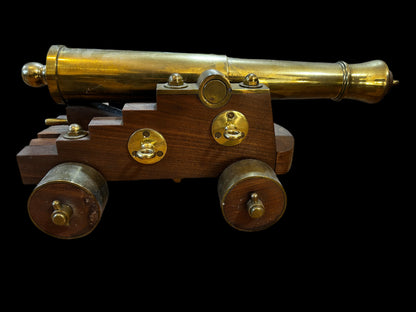 Brass Cannon with Wooden Carriage