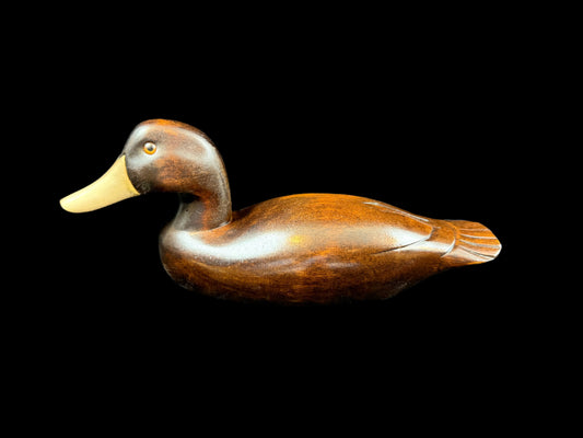 AMA Hand Carved Wooden Duck with Brass Beak