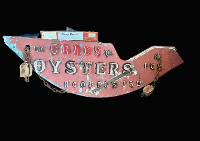 Handmade Hoopers Island Crabs & Oysters Sign by Patrick Fitzgerald