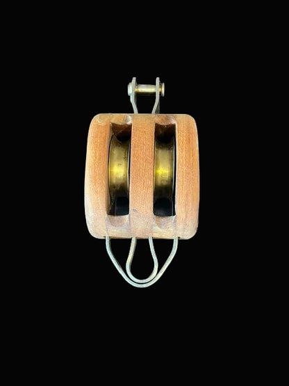 Antique Wooden Double Pulley Block