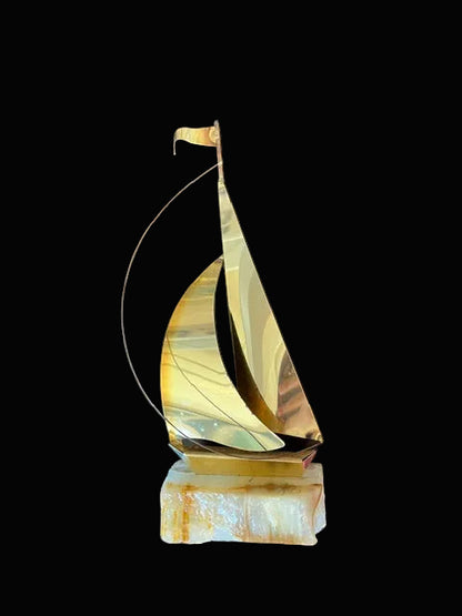 #Mid-Century Modern Brass Sailboat Sculpture - Annapolis Maritime Antiques