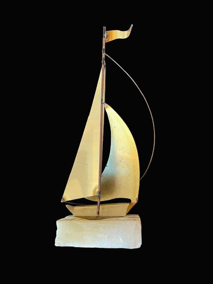 #Mid-Century Modern Brass Sailboat Sculpture - Annapolis Maritime Antiques