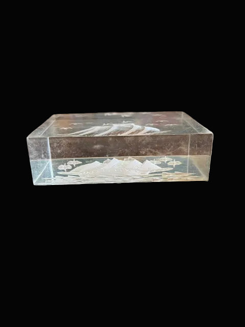 #Reverse-Carved Acrylic Sailing Ship Paperweight - Annapolis Maritime Antiques